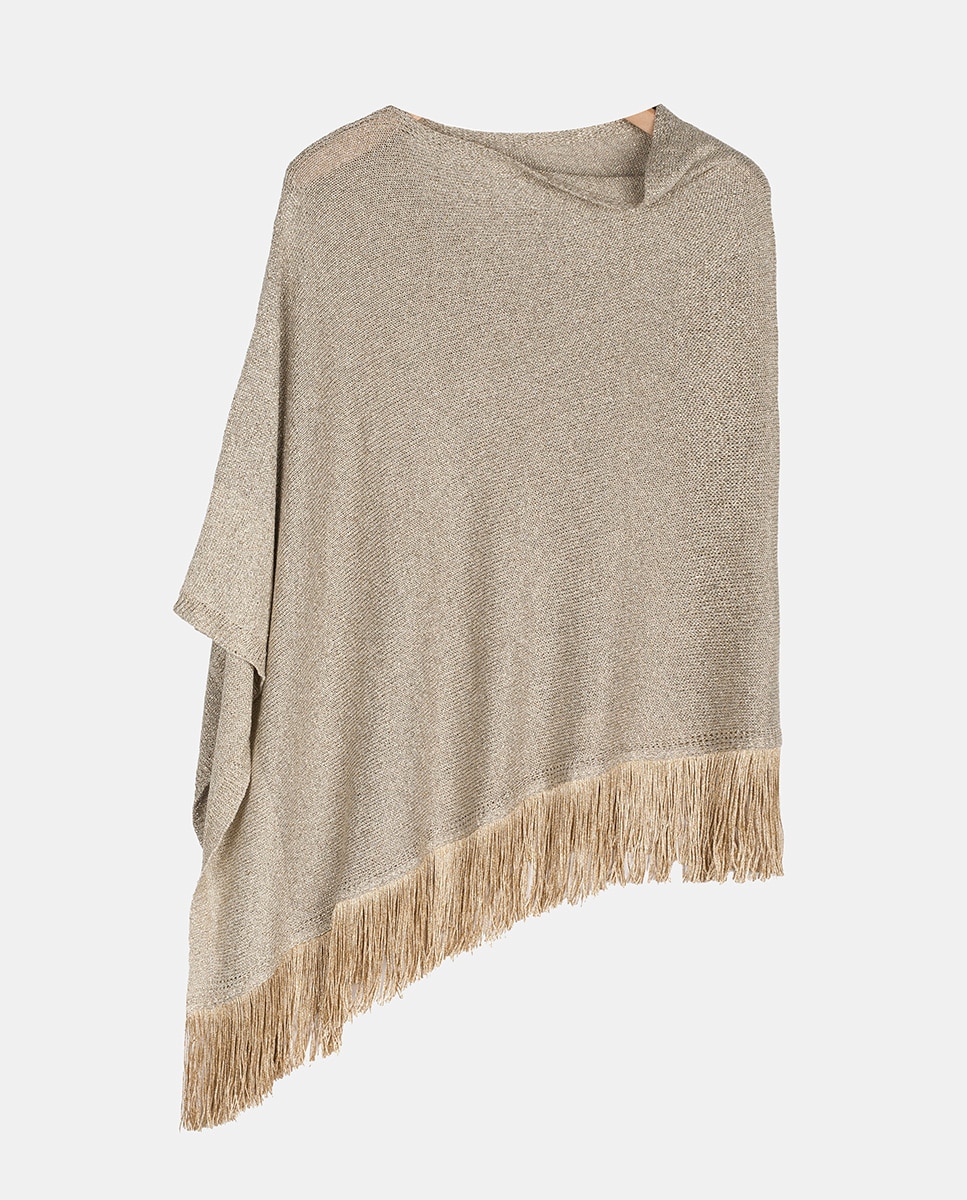 Poncho de Malha Lamé Ouro-2