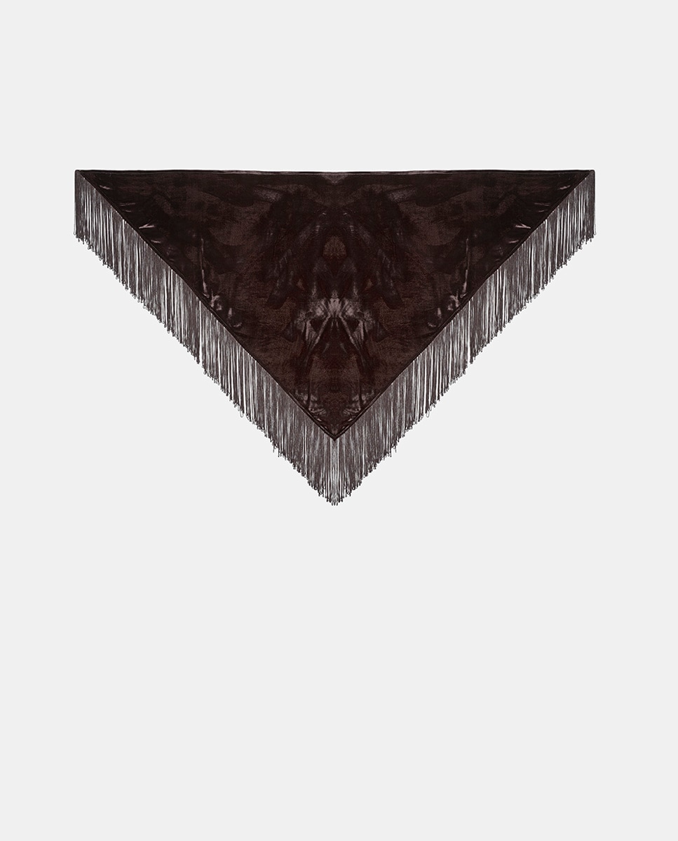 Triângulo em Veludo 100% Seda Castanho-escuro-1