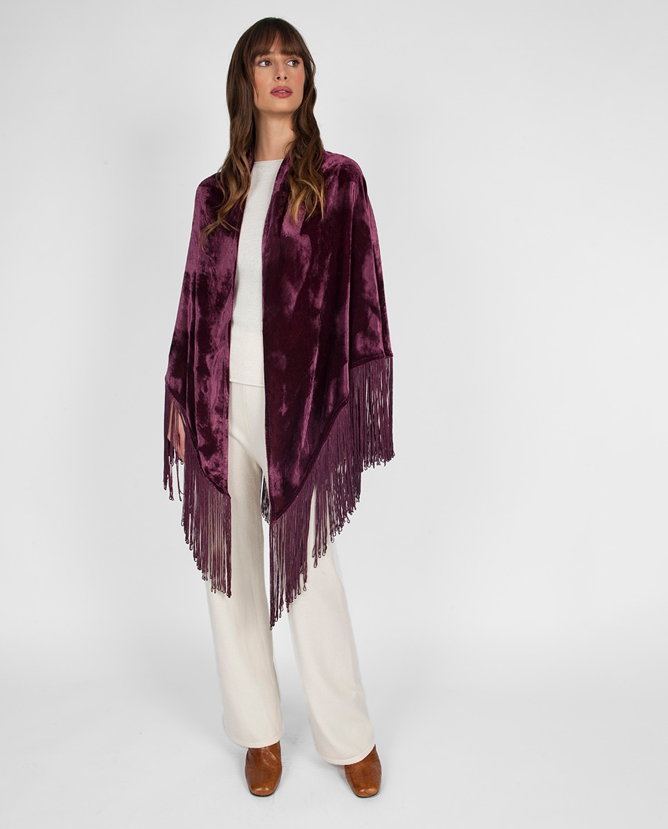 Triângulo em Veludo 100% Seda Bordeaux-3