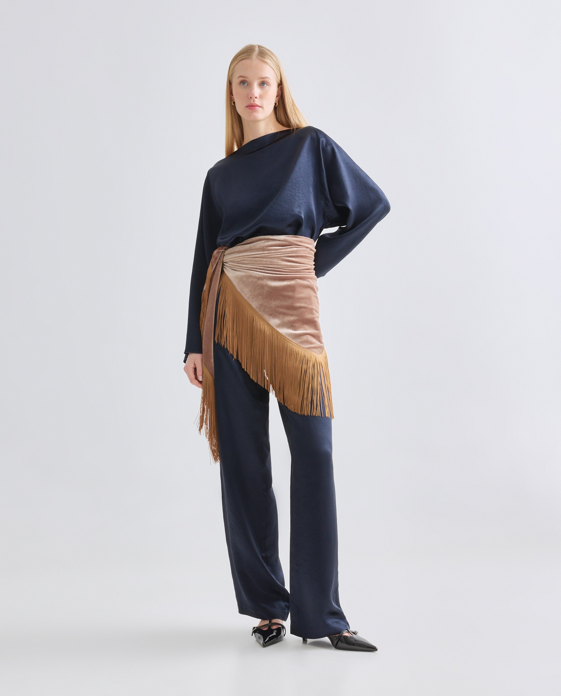Pico bordado con fleco - Banarassi - Beige Beige-1