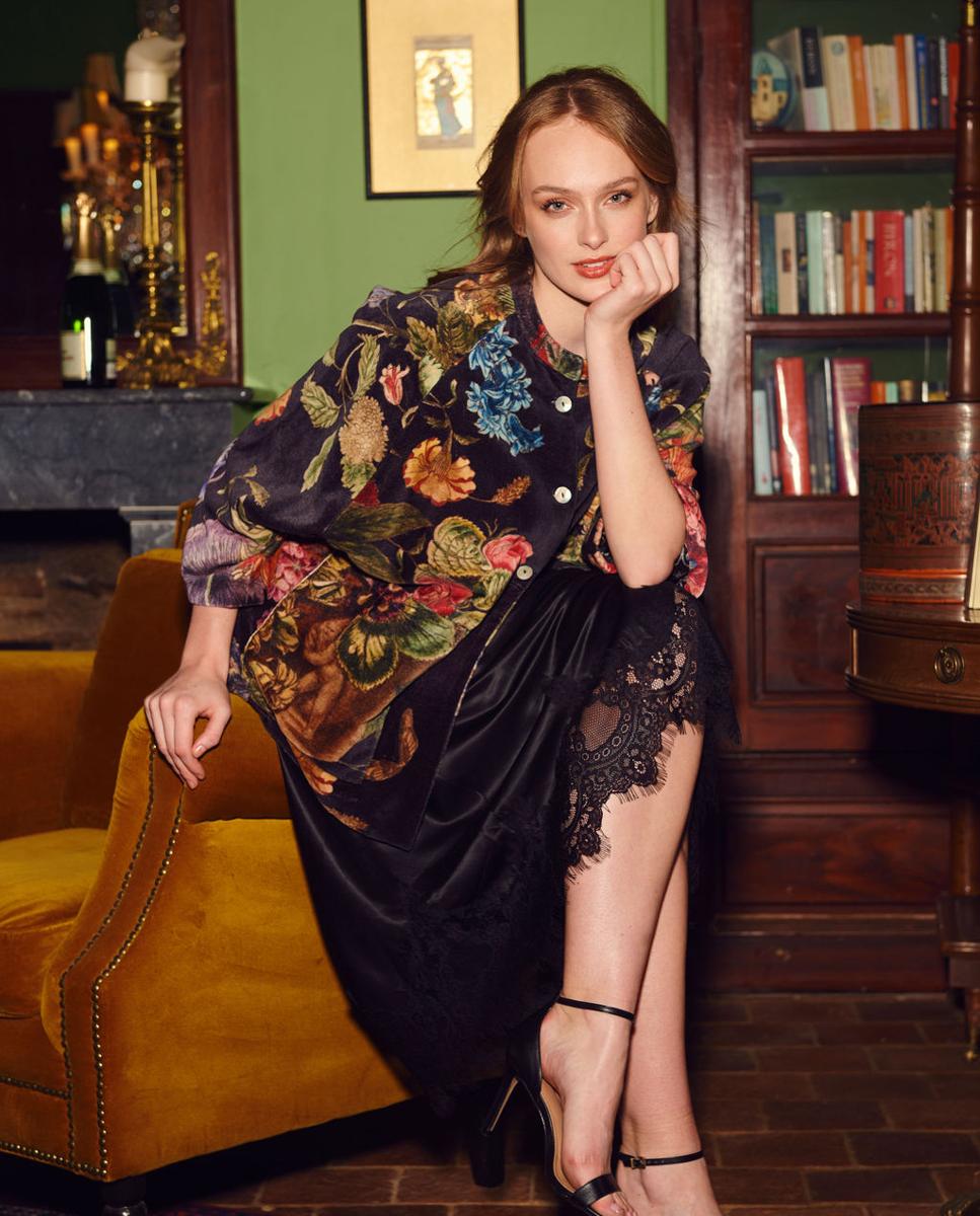 Casaco de Veludo Primula Black Preto-1