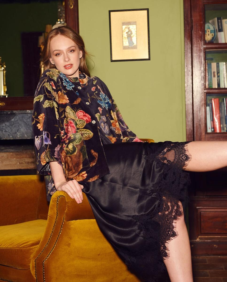 Casaco de Veludo Primula Black Preto-2