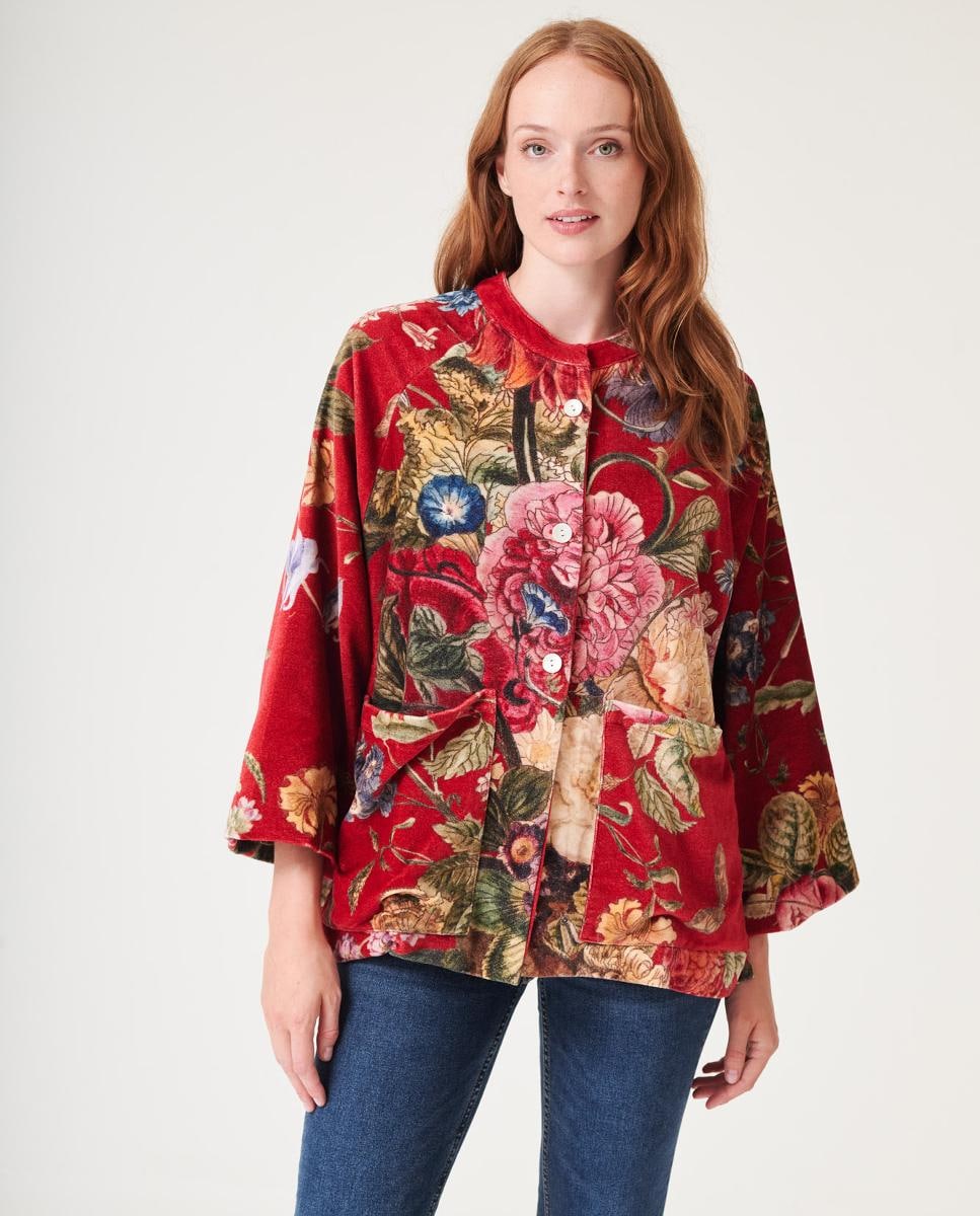 Casaco de Veludo Primula Berry Vermelho-1