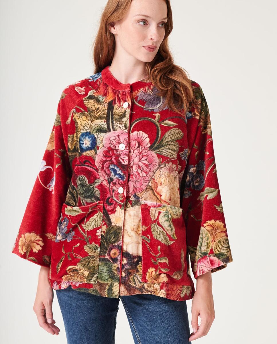 Casaco de Veludo Primula Berry Vermelho-2