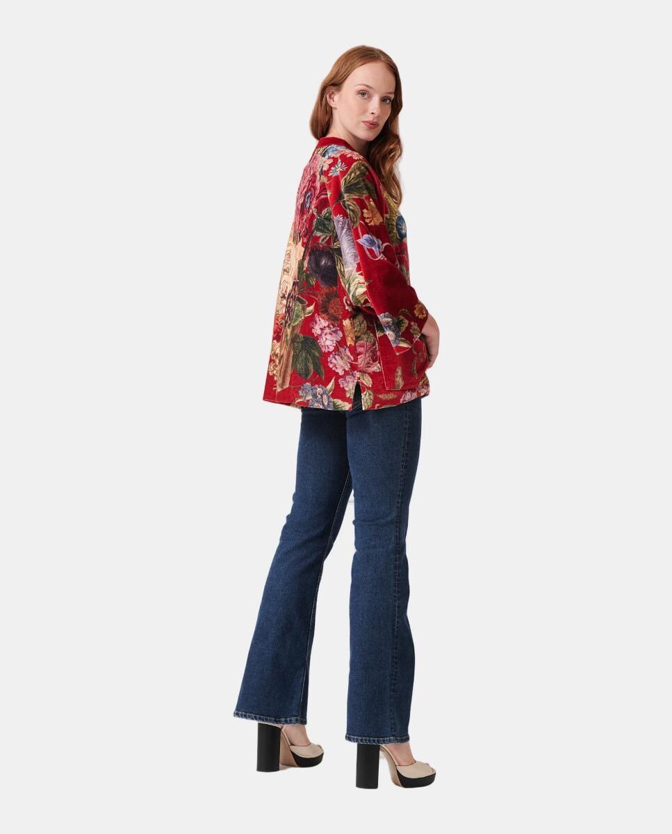 Casaco de Veludo Primula Berry Vermelho-4