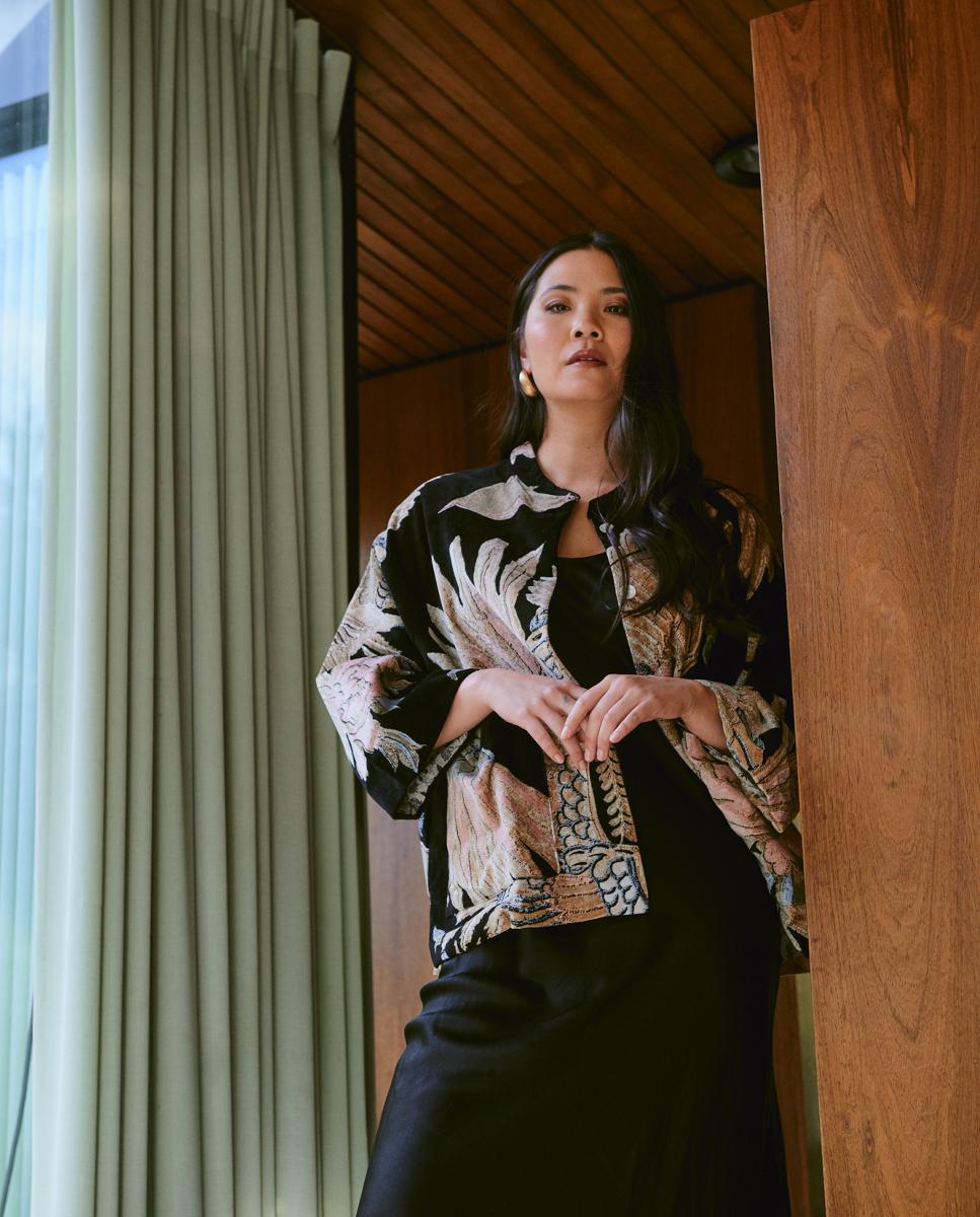 Casaco de Veludo Crane Black Preto-4