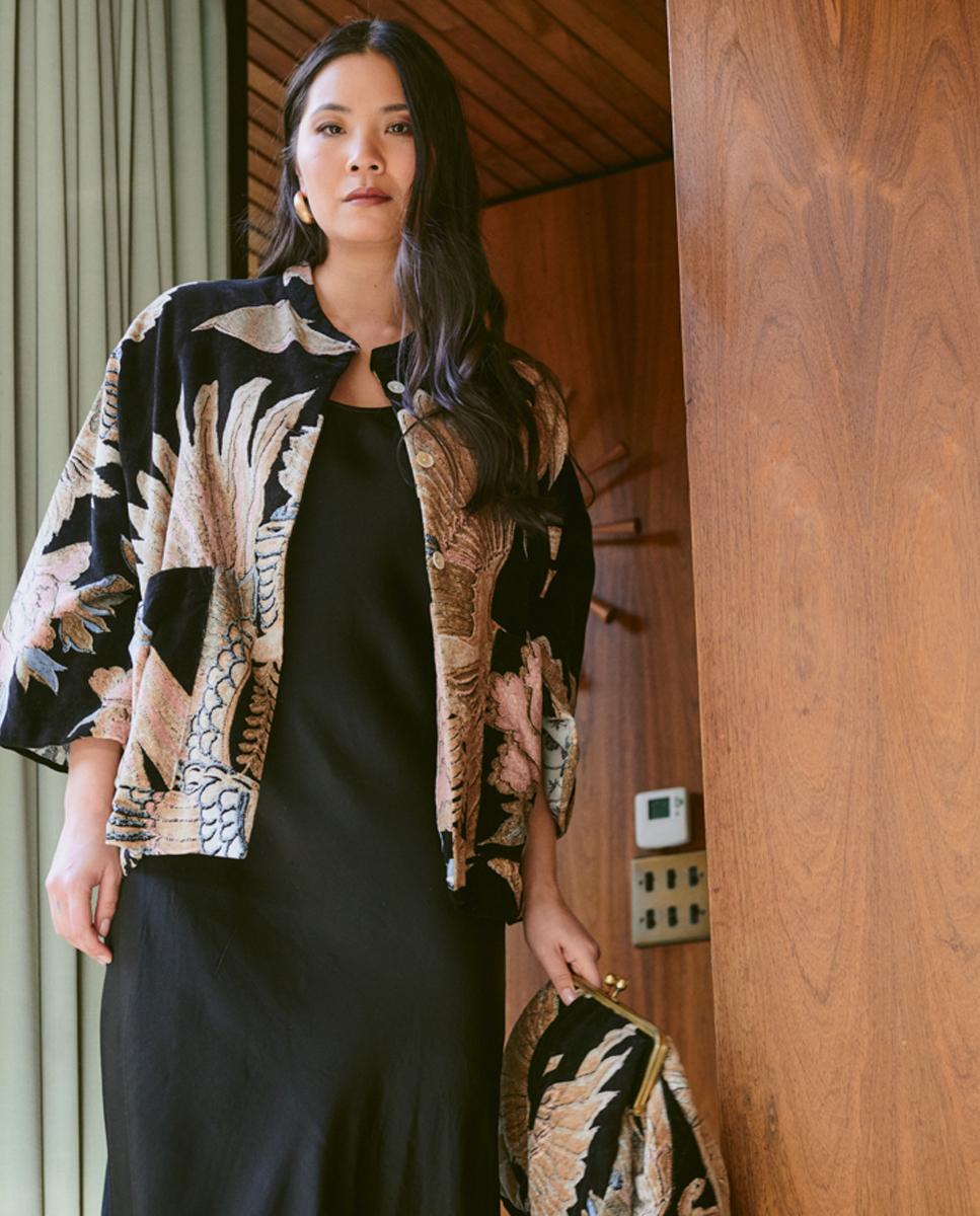 Casaco de Veludo Crane Black Preto-5