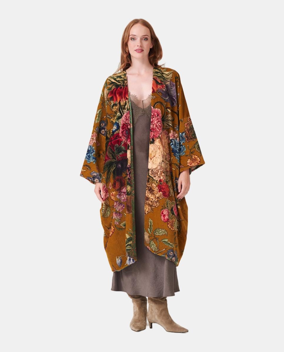 Casaco Comprido de Veludo Primula Gold Ouro-1