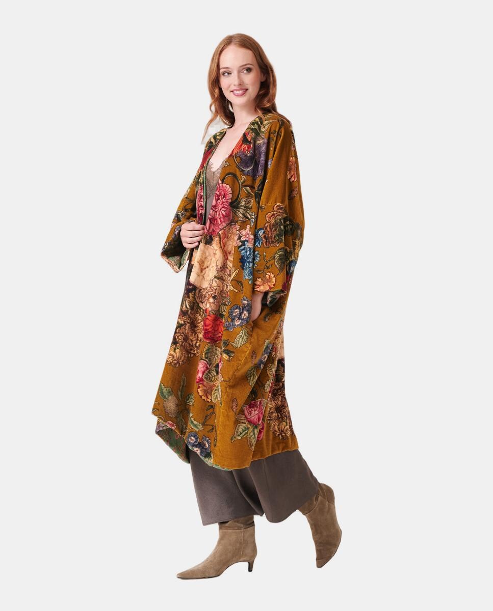 Casaco Comprido de Veludo Primula Gold Ouro-3