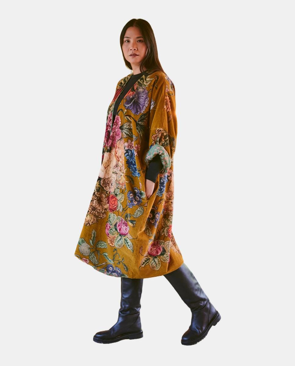 Casaco Comprido de Veludo Primula Gold Ouro-4