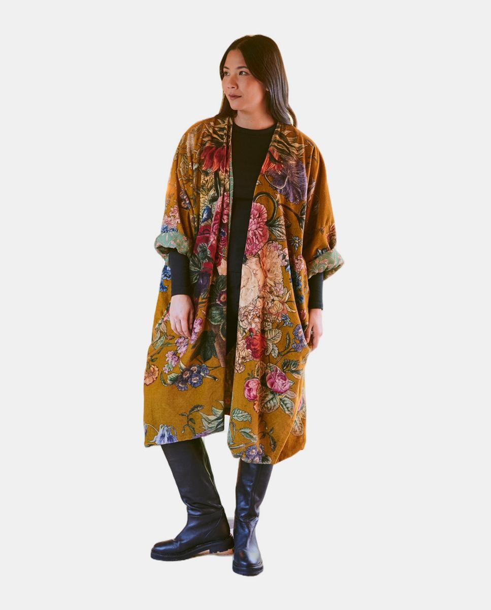 Casaco Comprido de Veludo Primula Gold Ouro-5