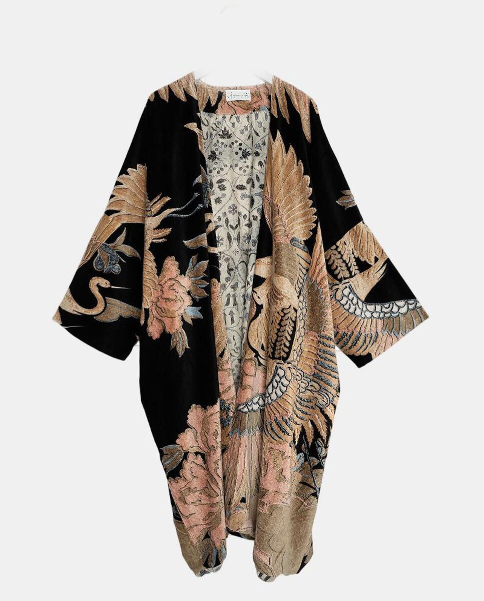 Casaco Comprido de Veludo Crane Black Preto-6