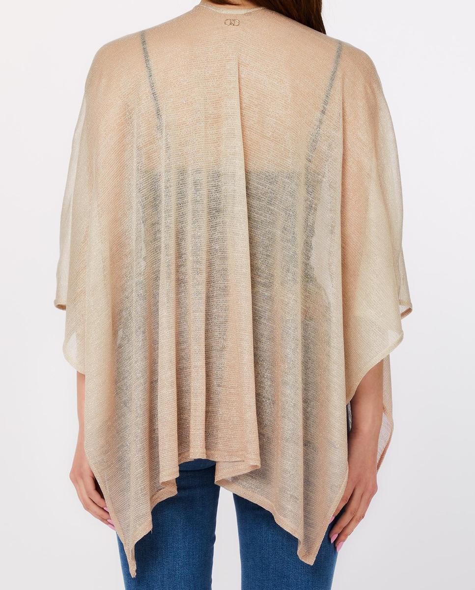 Poncho de Malha com Detalhe de Degradé Natural-2