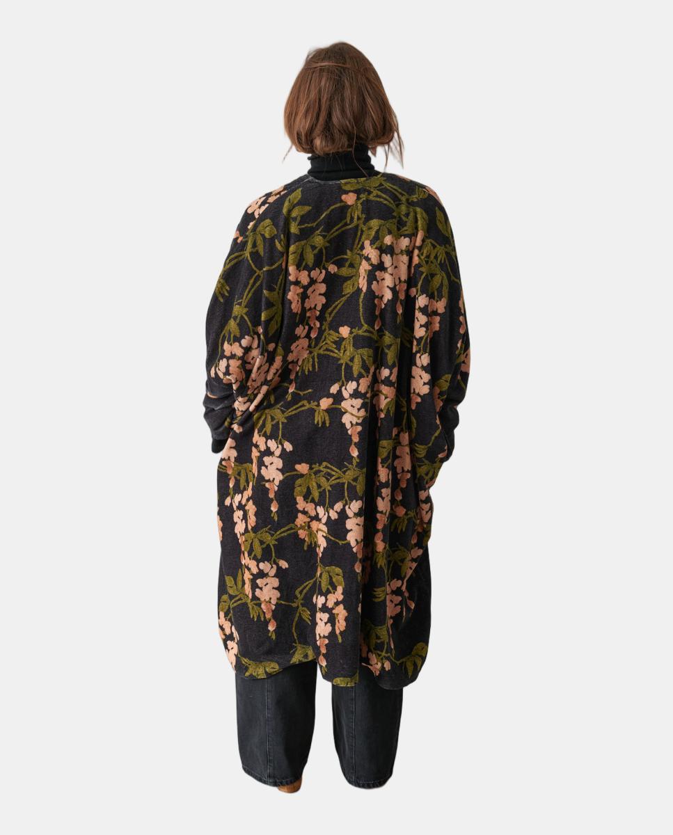 Casaco Comprido de Veludo - Wisteria Black Preto-3