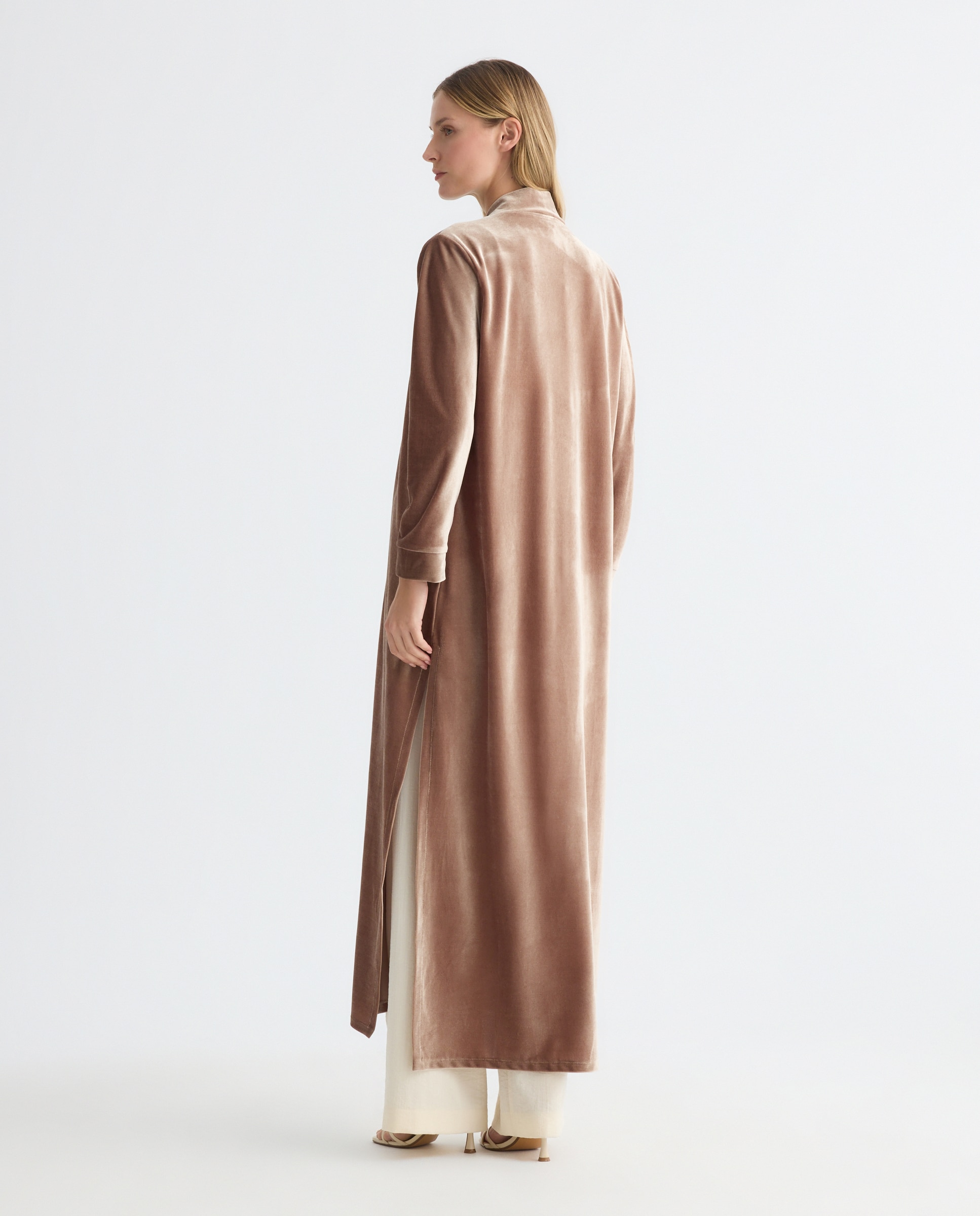 Abrigo de fiesta liso terciopelo de Banarassi - Beige Beige-3