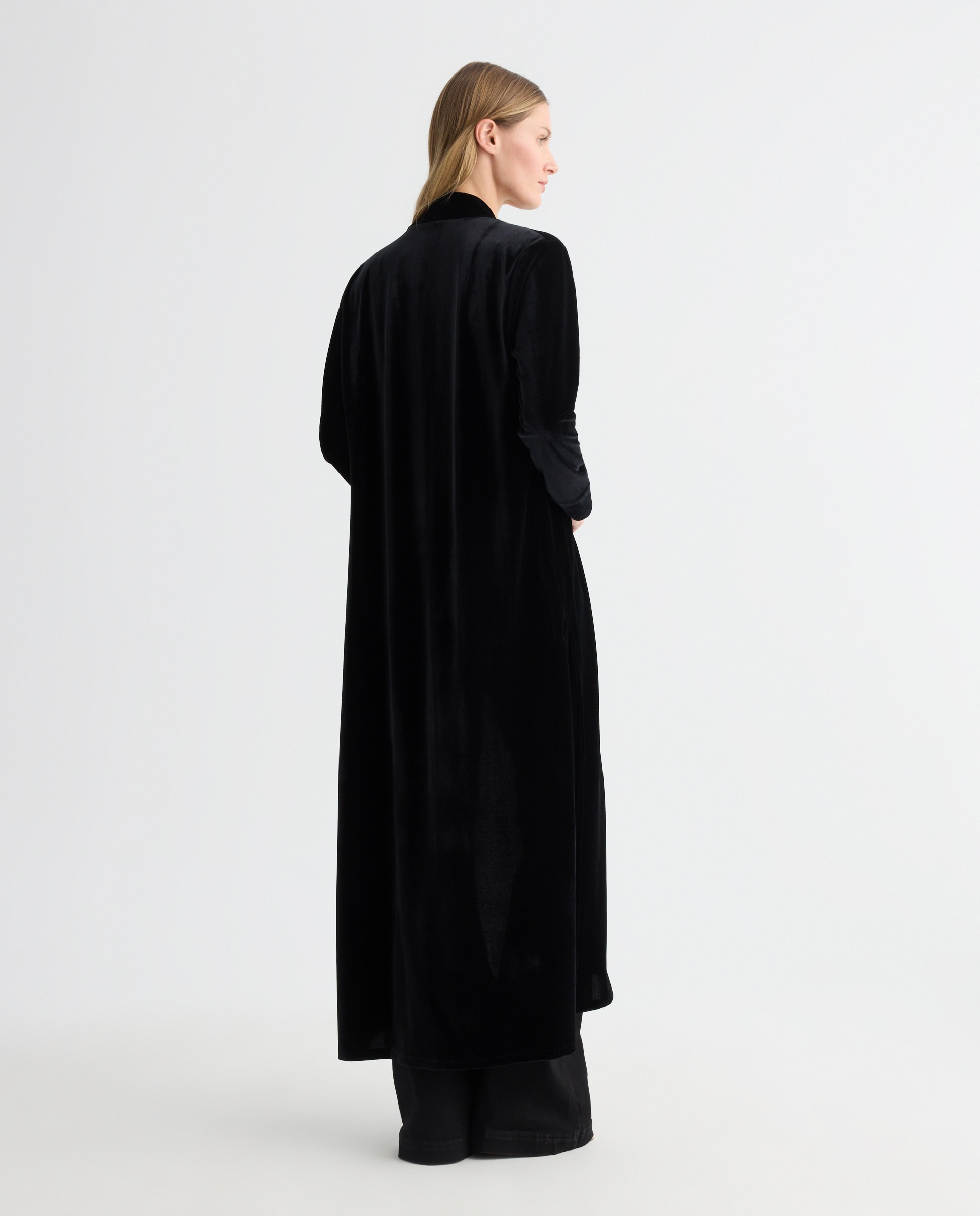 Abrigo de fiesta liso terciopelo de Banarassi - Negro Negro-3