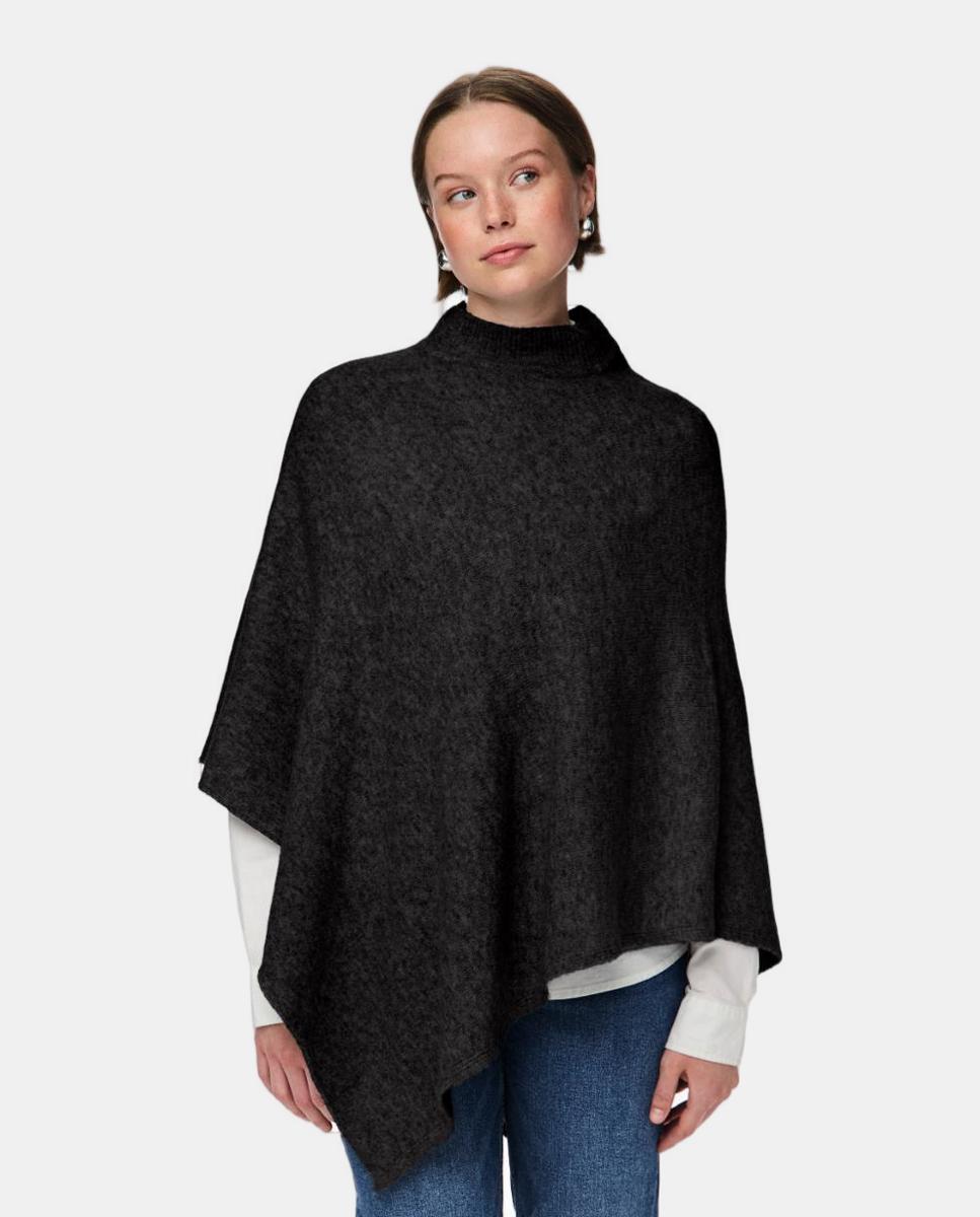 Poncho com Gola - Preto Preto-1