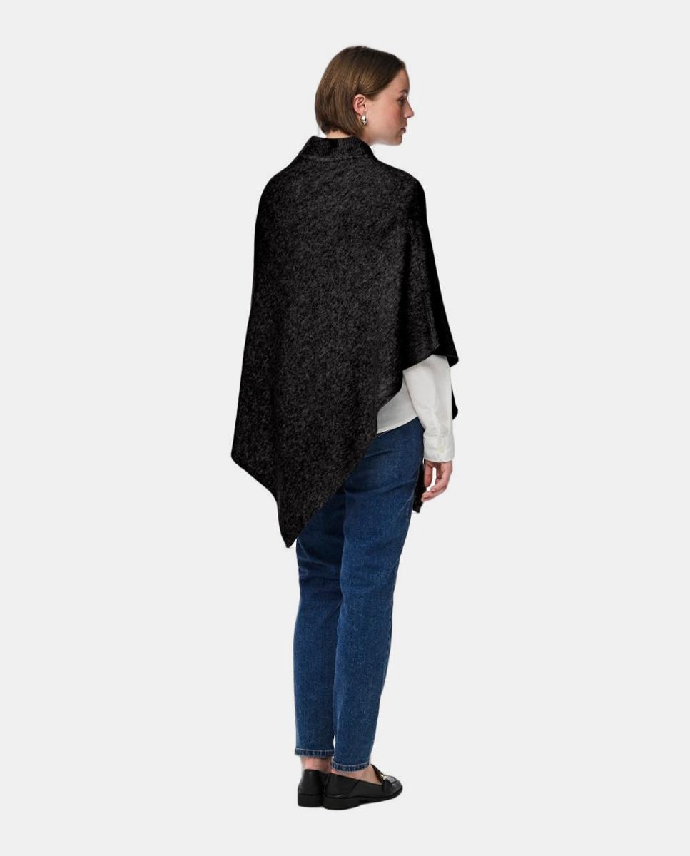 Poncho com Gola - Preto Preto-4