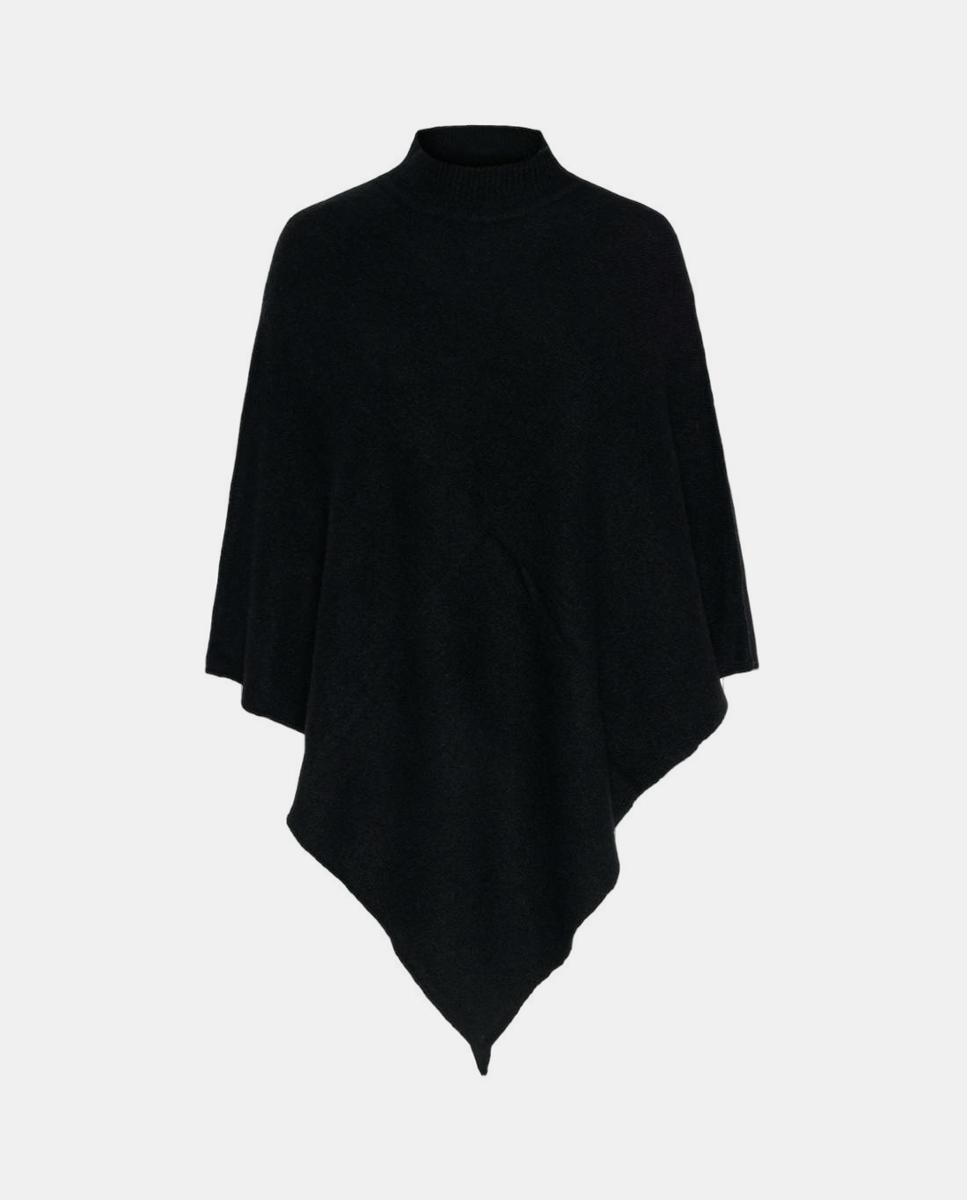 Poncho com Gola - Preto Preto-5