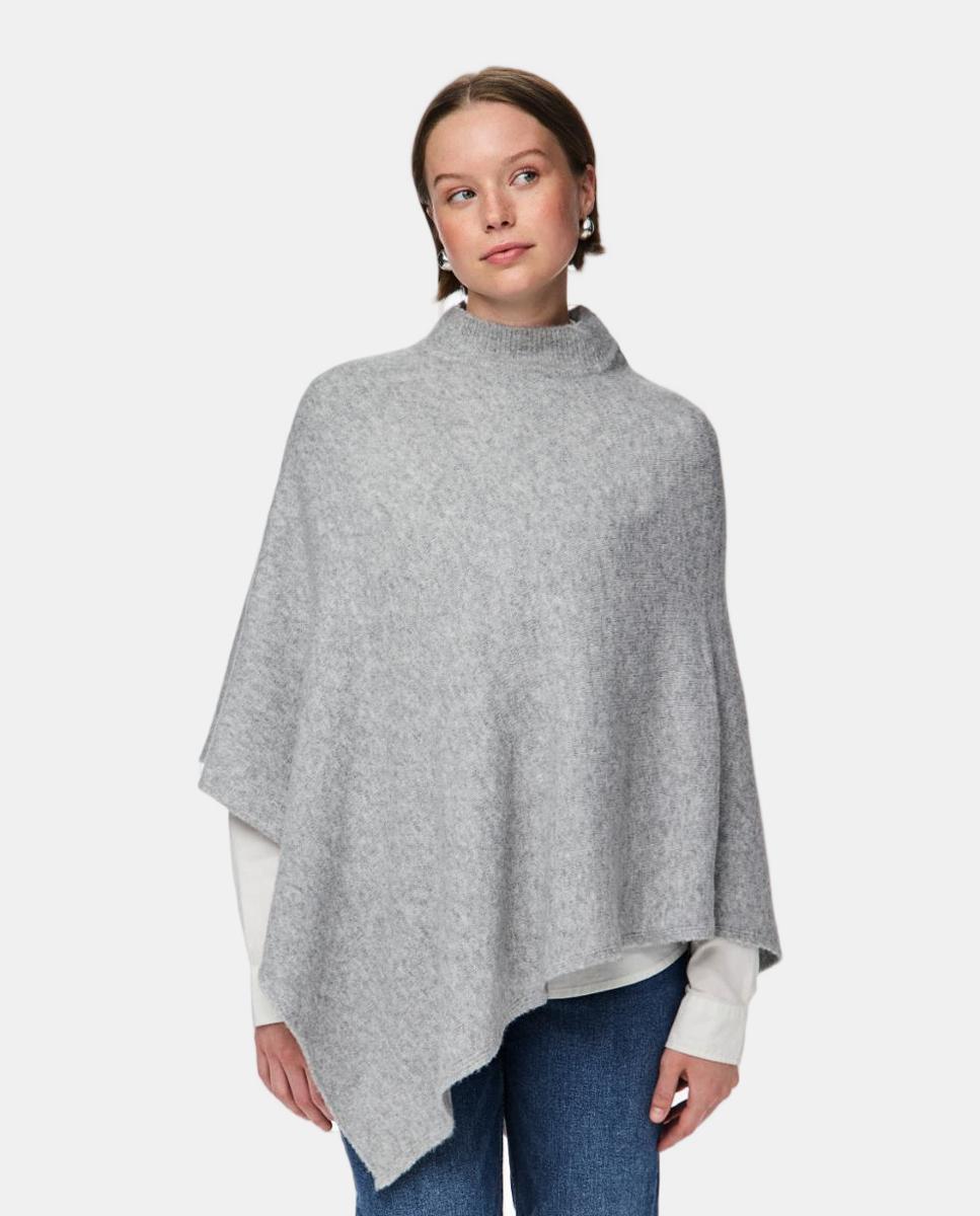 Poncho com Gola - Preto Cinzento-6
