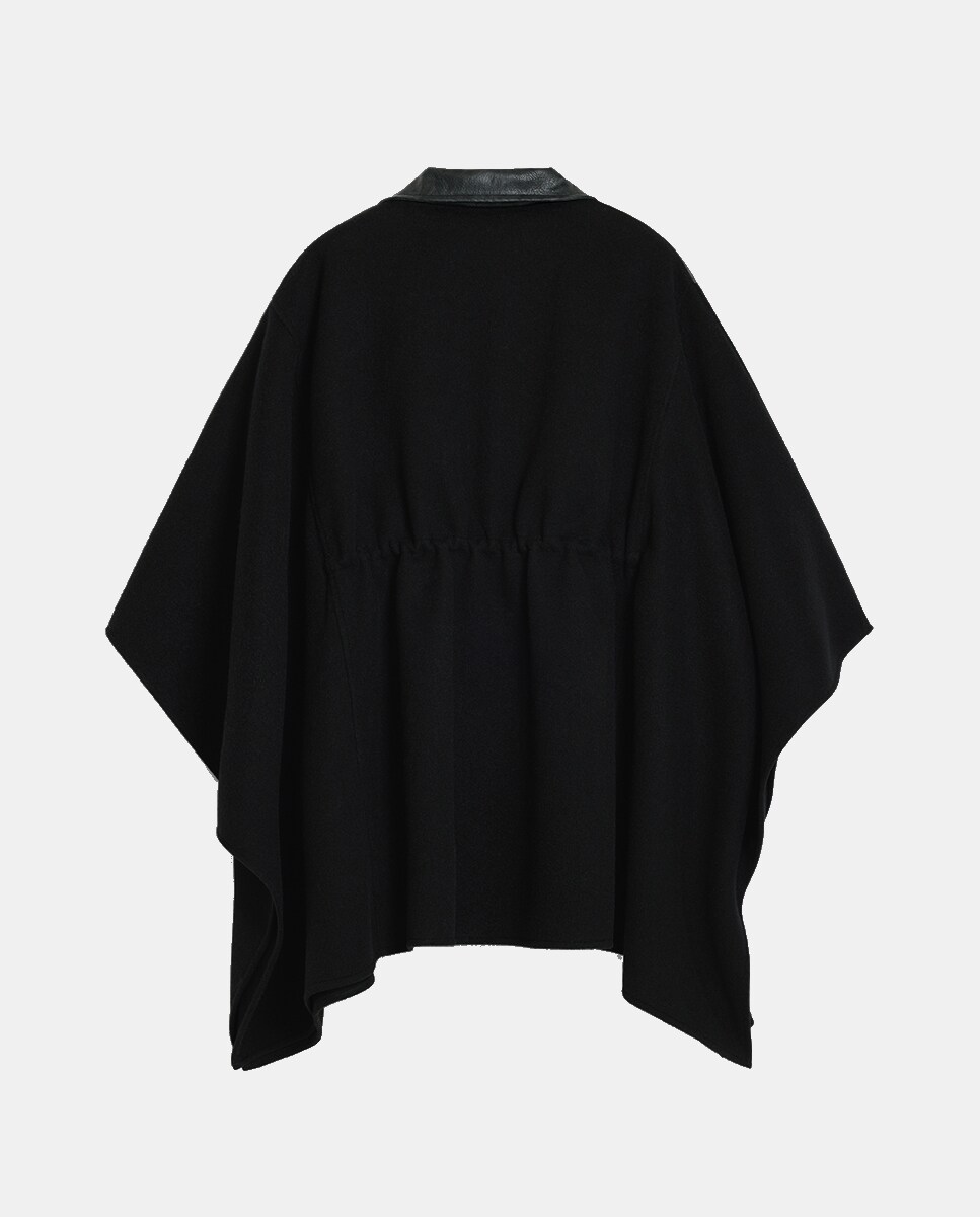 Poncho Combinado com Efeito de Pele Natural-2