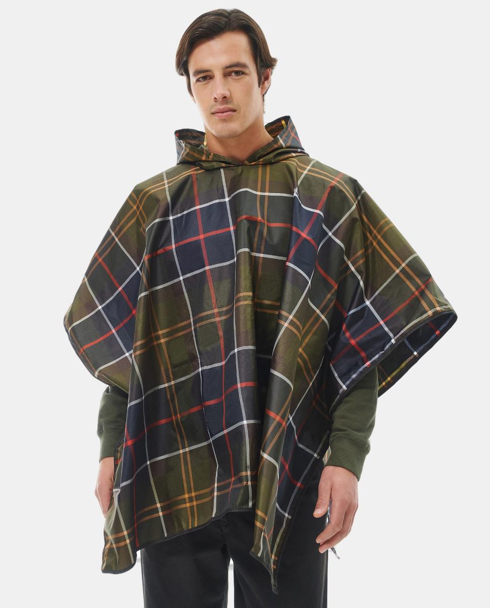Barbour - Poncho plegable con estampado de tartán.