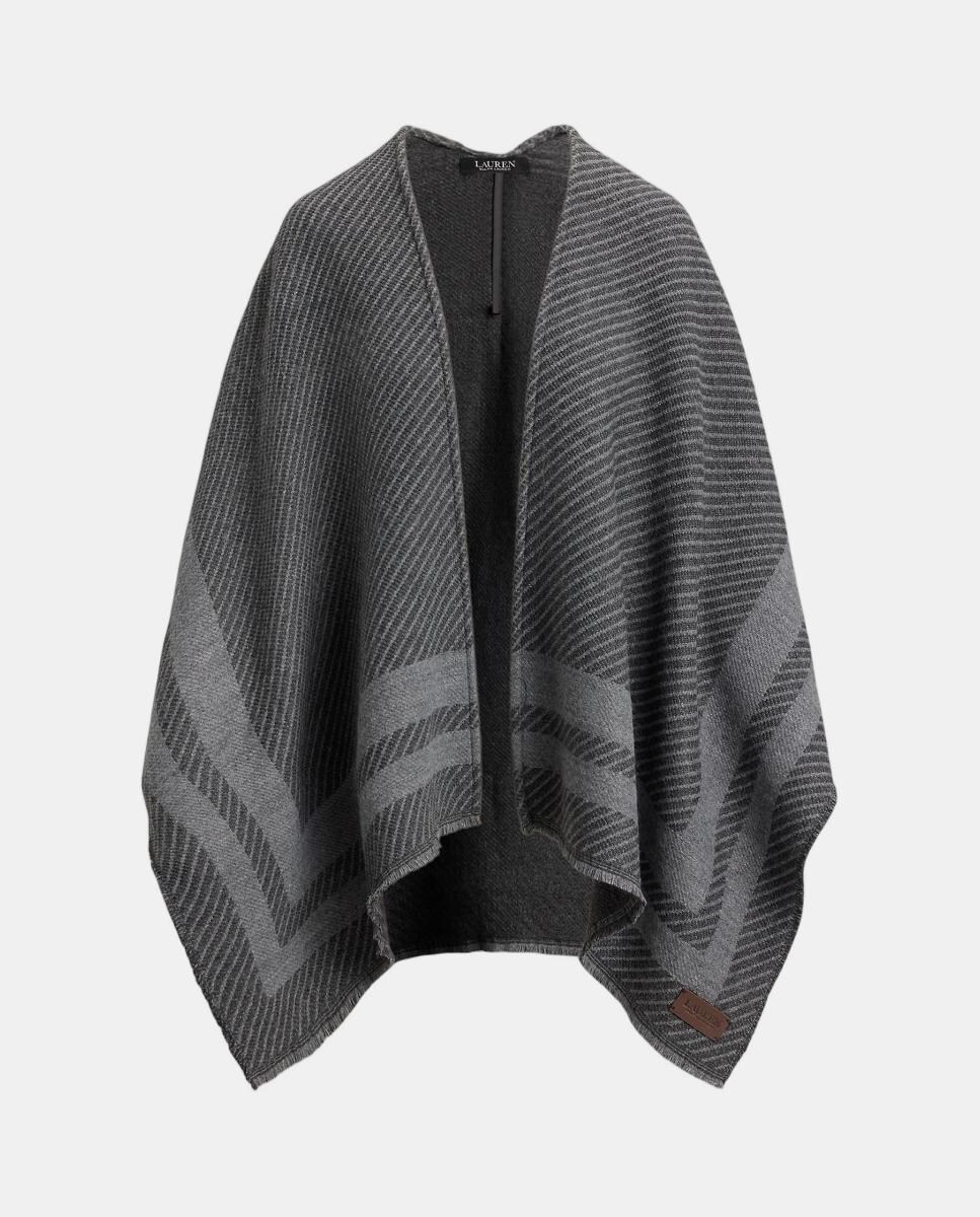 Poncho Liso de Malha em Duas Tonalidades Cinzento-4