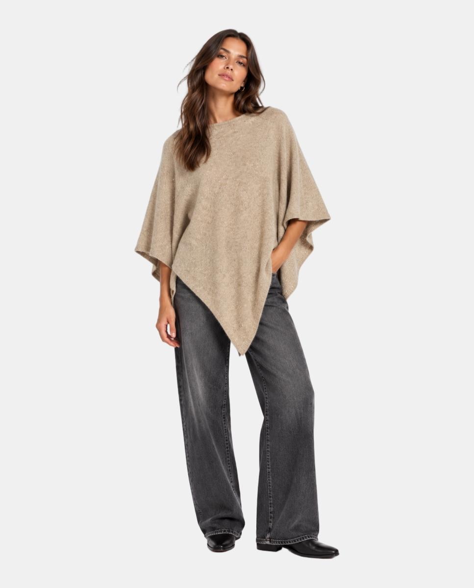 Imagen 2 de Poncho de lurex - Pieces - Azul marino Beige