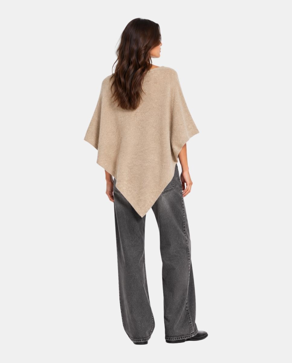 Imagen 3 de Poncho de lurex - Pieces - Azul marino Beige