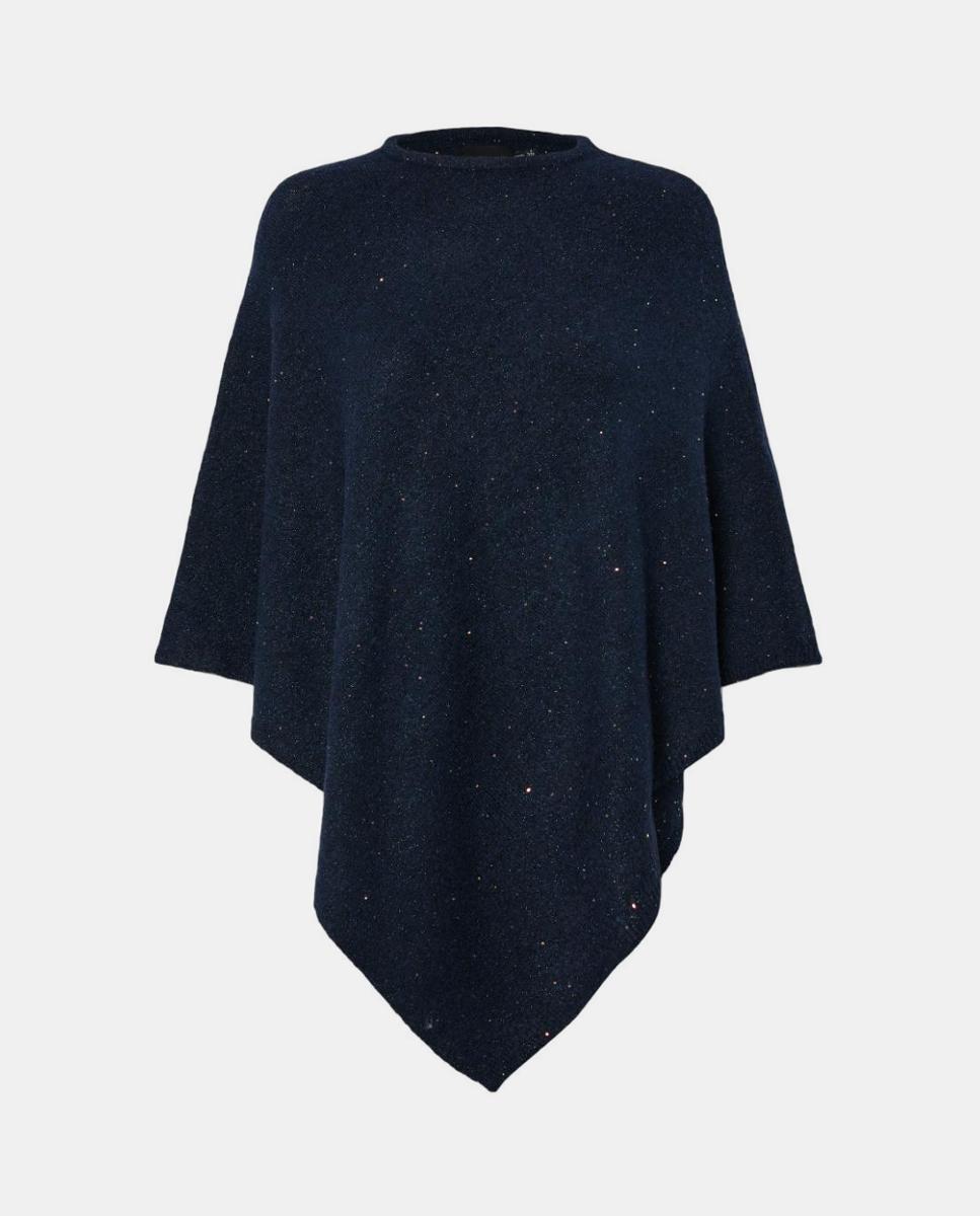 Poncho de Fio Metalizado Azul-marinho-3