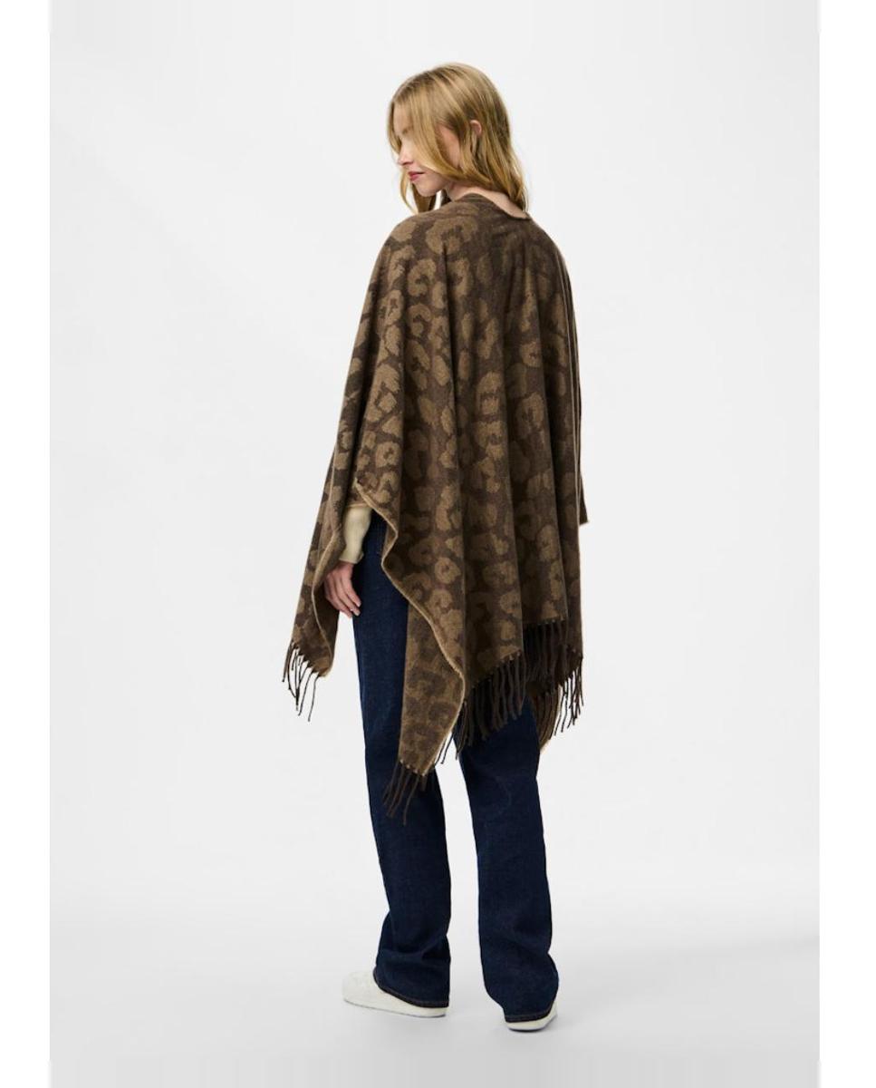 Poncho com Animal Print Castanho-3