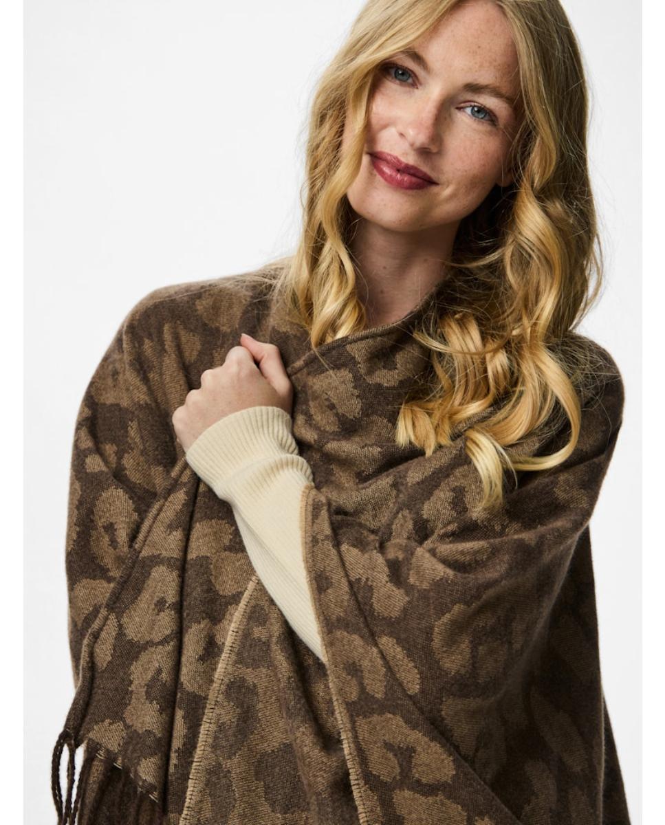 Poncho com Animal Print Castanho-4