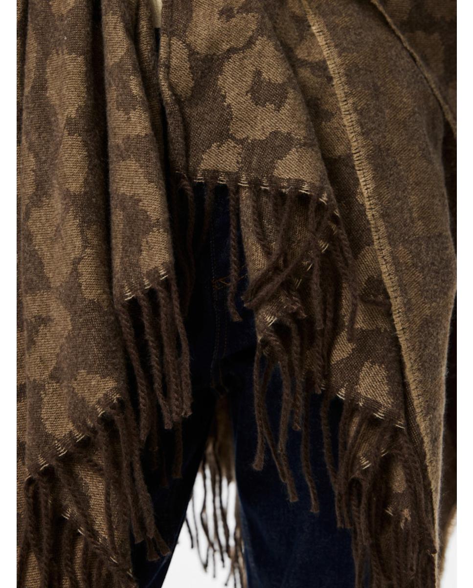 Poncho com Animal Print Castanho-5