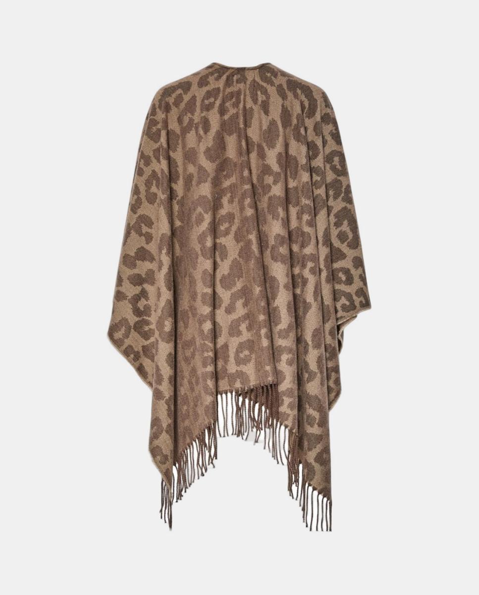 Poncho com Animal Print Castanho-6