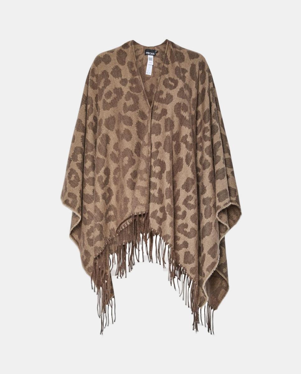 Poncho com Animal Print Castanho-7