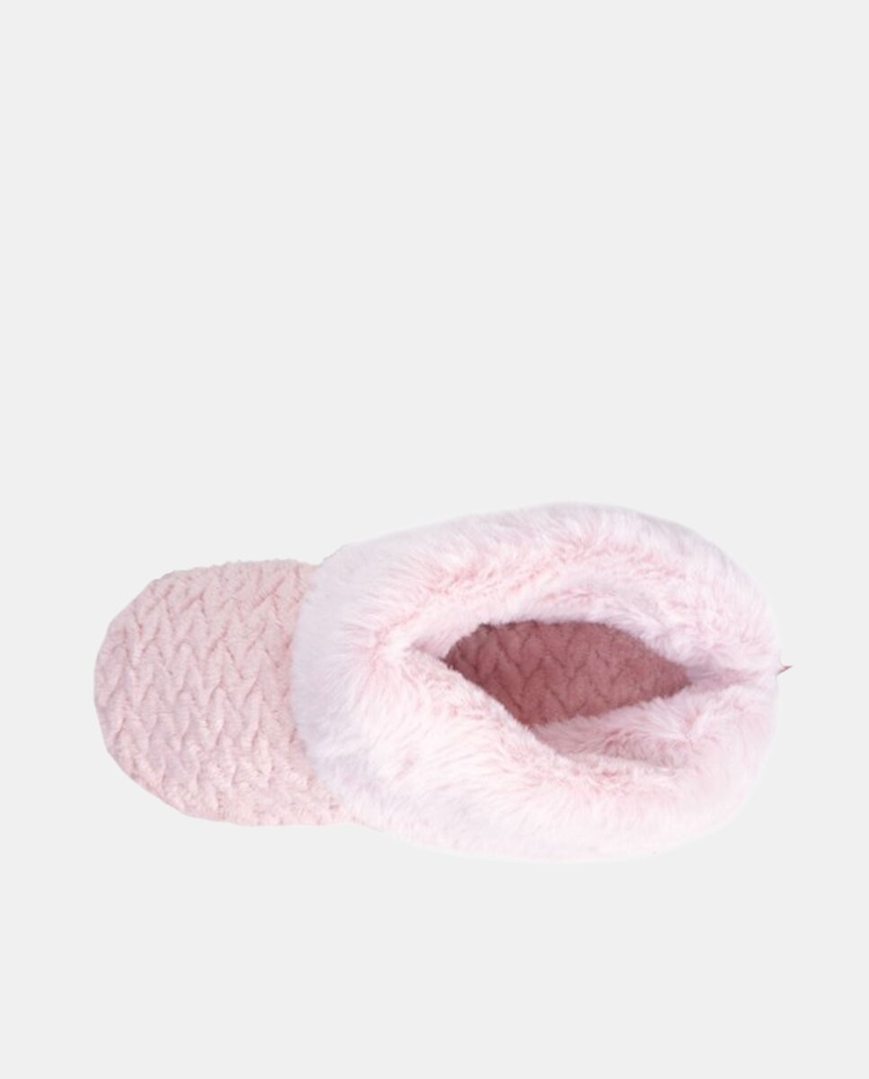 Pantufas Tipo Botins de Pelo Sintético Rosa-2