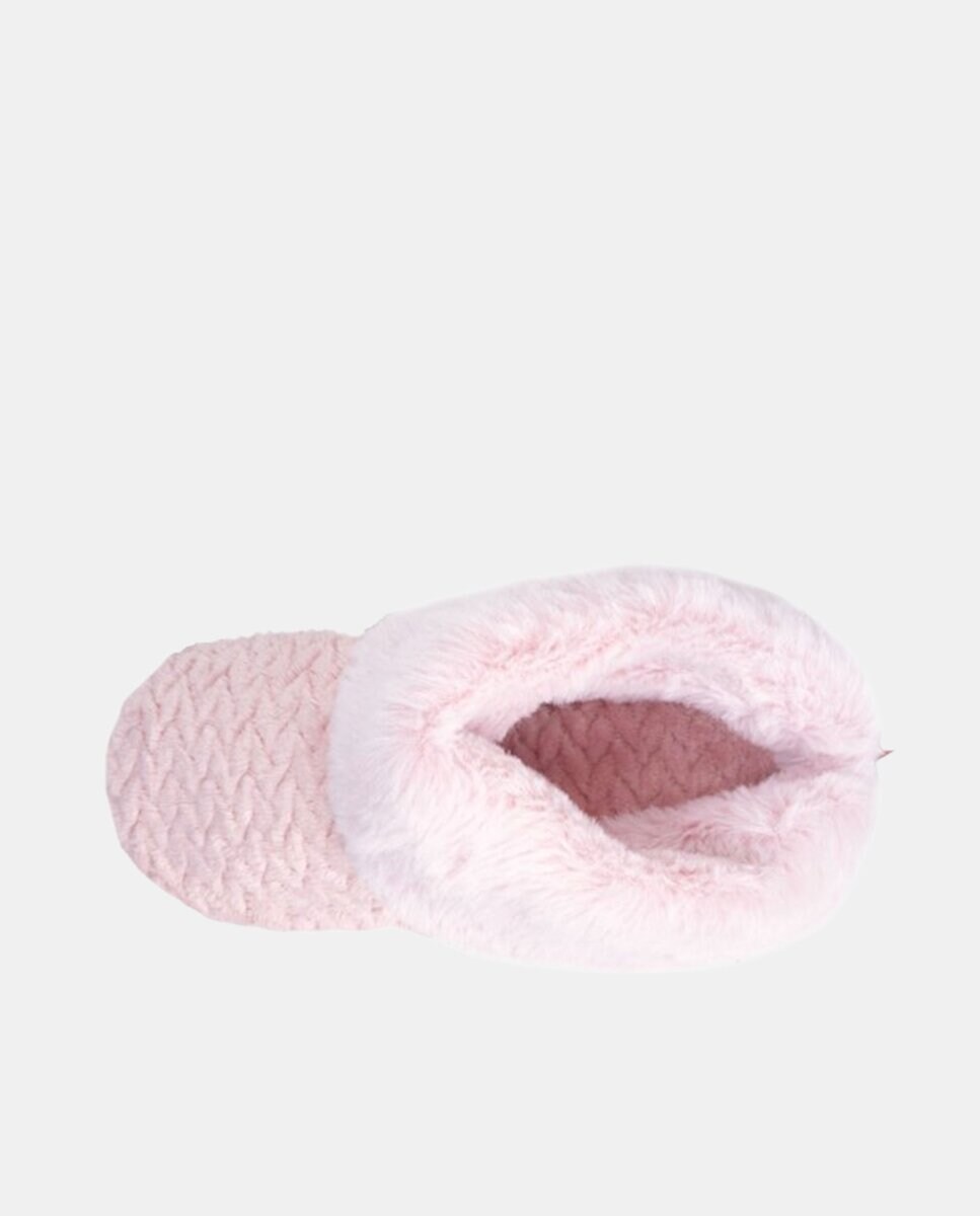 Pantufas Tipo Botins de Pelo Sintético Rosa-2