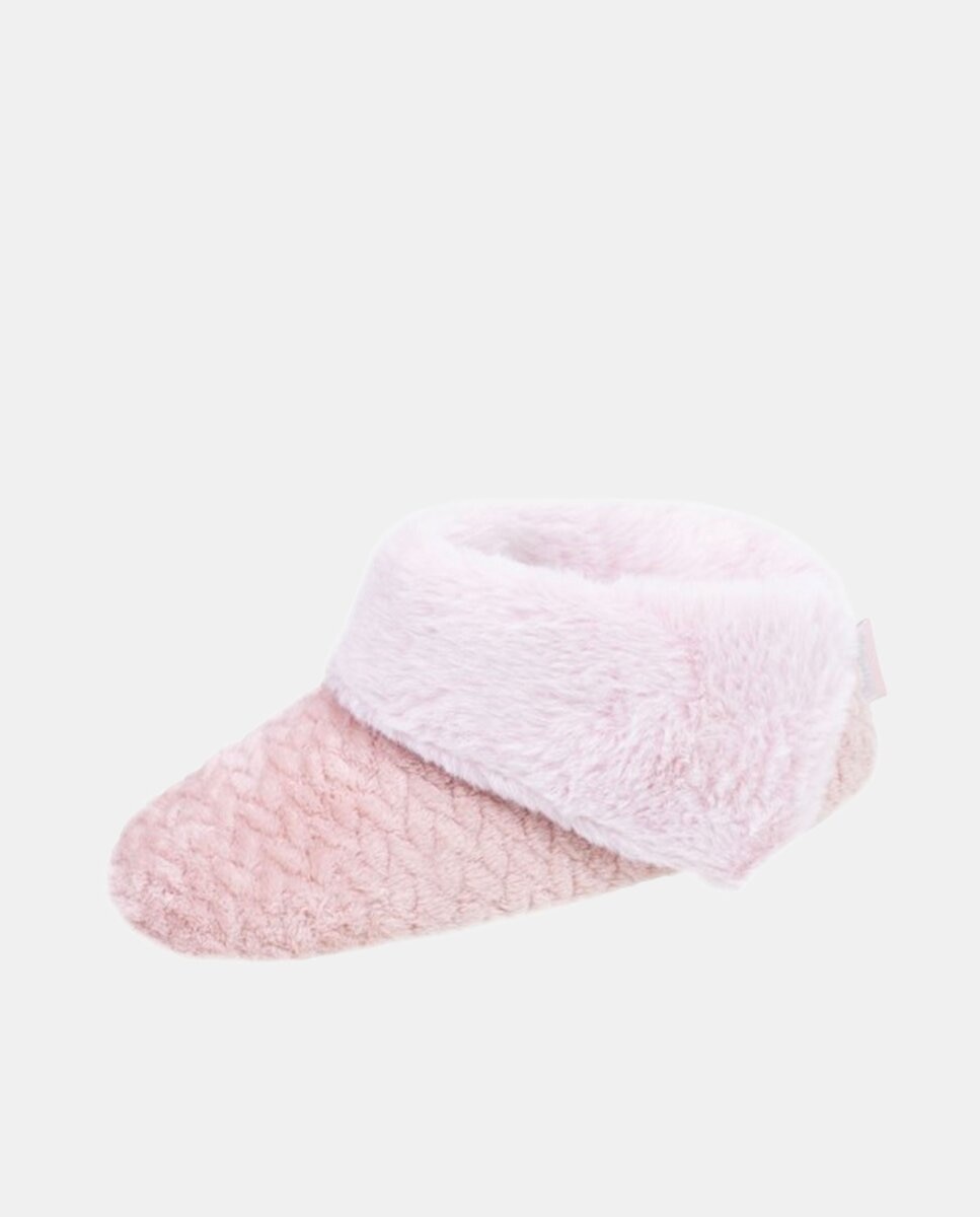 Pantufas Tipo Botins de Pelo Sintético Rosa-3