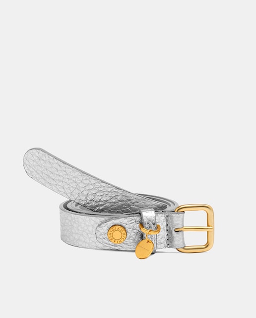 Imagem 0 de Cinto em Pele com Textura - Prateado Conta e Rebite com Logótipo