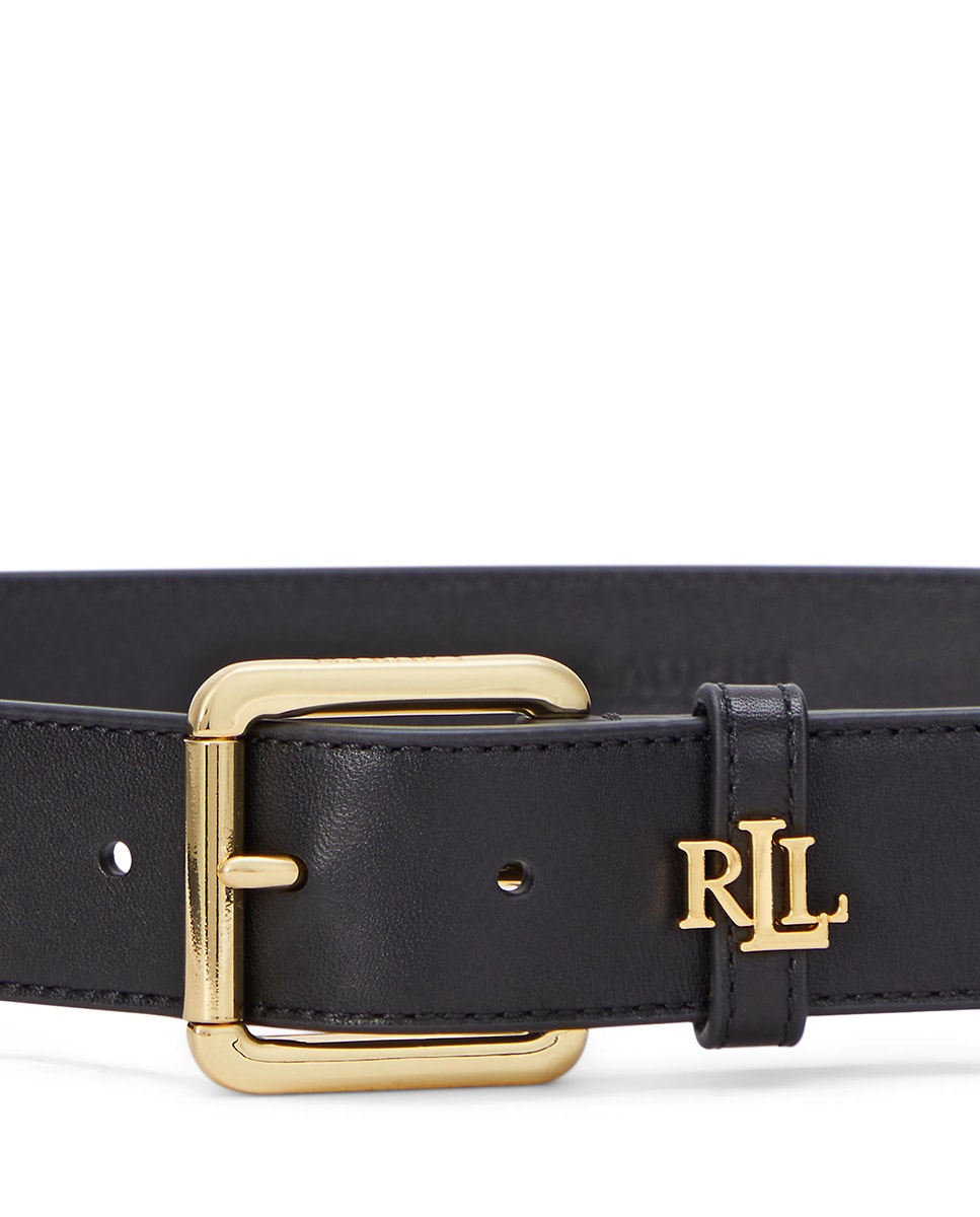 Cinto em Pele com Fivela de Logótipo Preto-2