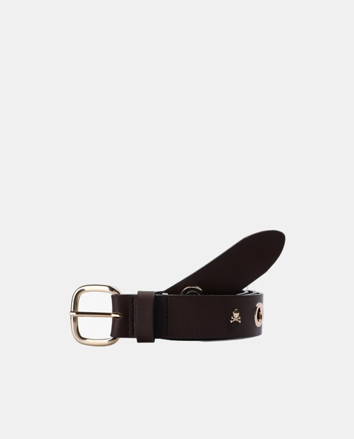 Imagem 0 de Cinto Eyelet com Detalhe de Caveira - Castanho