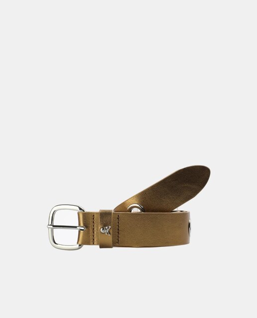 Imagem 0 de Cinto Eyelet com Detalhe de Caveira - Bege