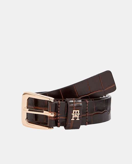 Imagem 0 de Cinto em Pele com Efeito Crocodilo - Castanho-Escuro