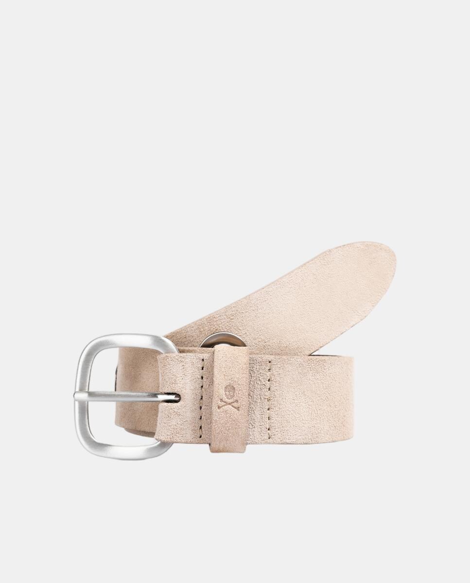 Cinto com Perfurações e Caveiras Bege-2