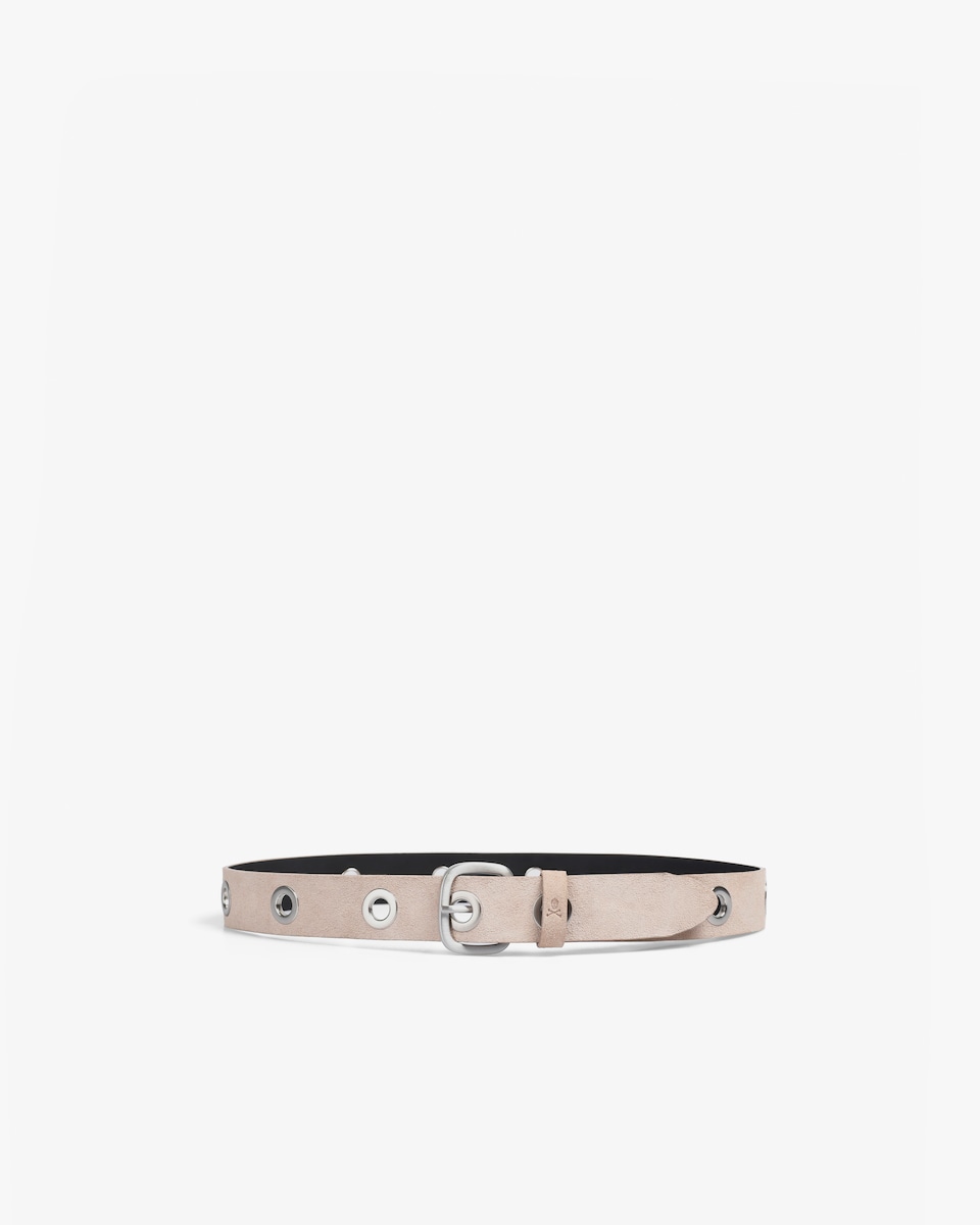 Cinto com Perfurações e Caveiras Bege-3