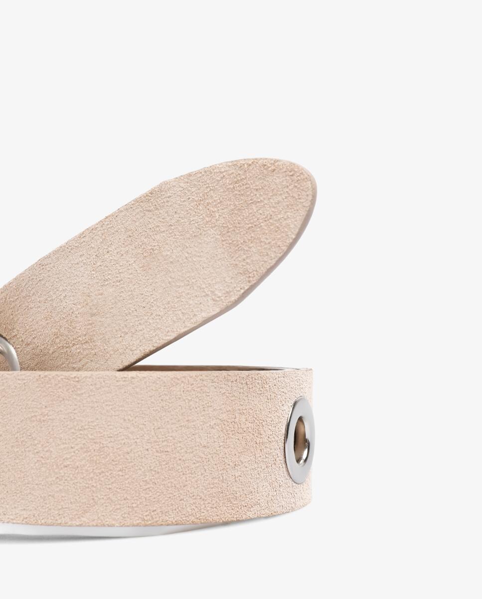 Cinto com Perfurações e Caveiras Bege-5