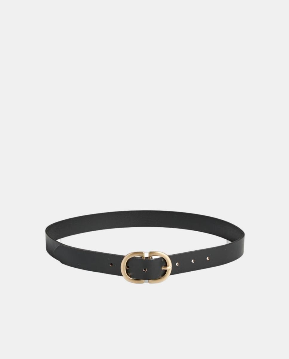 Imagem 0 de Cinto em Pele com Fivela Dourada - Preto