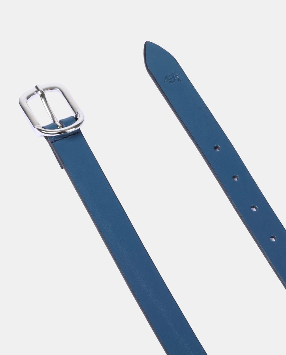 Cinto em Pele com Fivela Dupla Azul-2