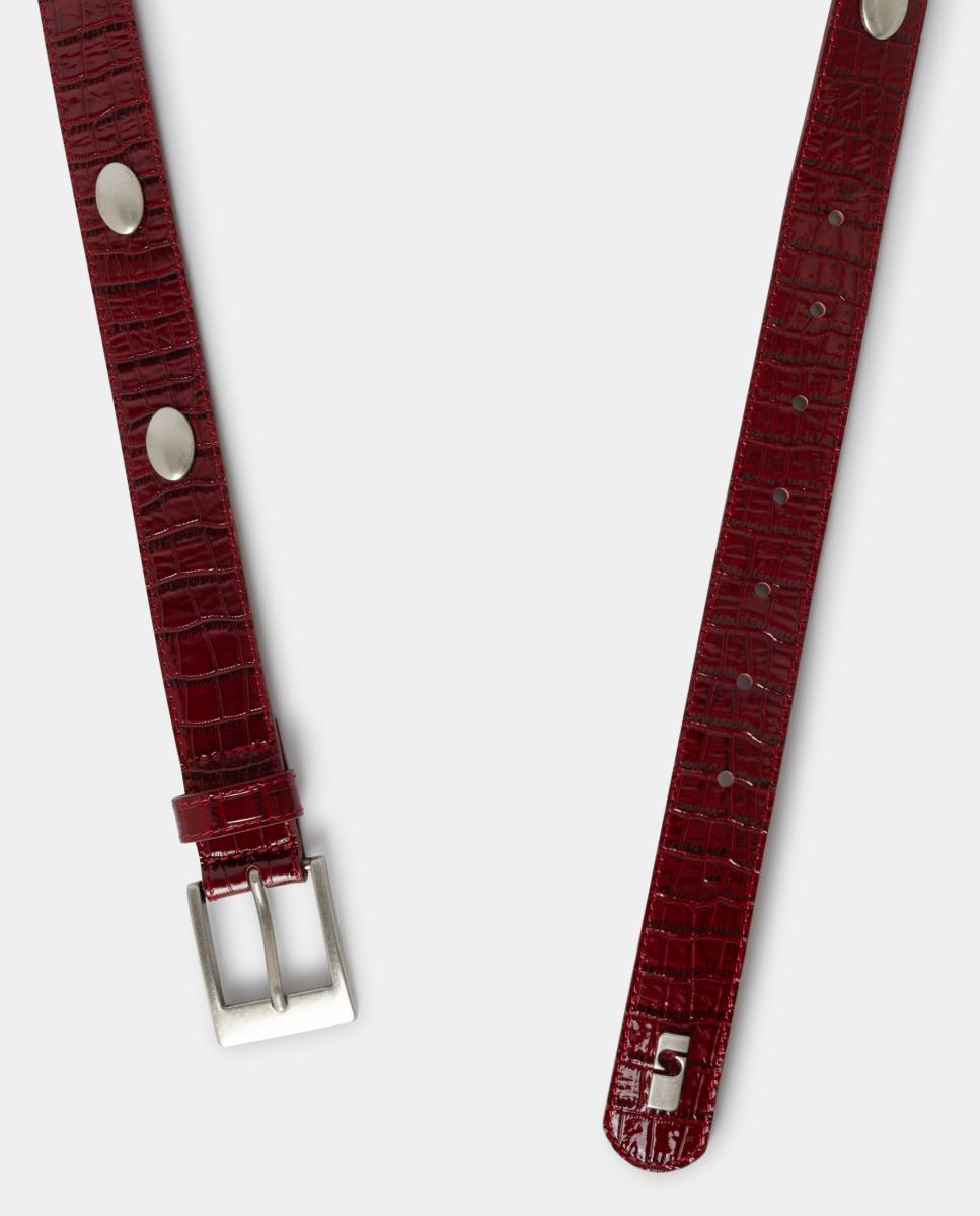 Cinturon tachas de piel modelo Keira de Laagam - Rojo Rojo-2