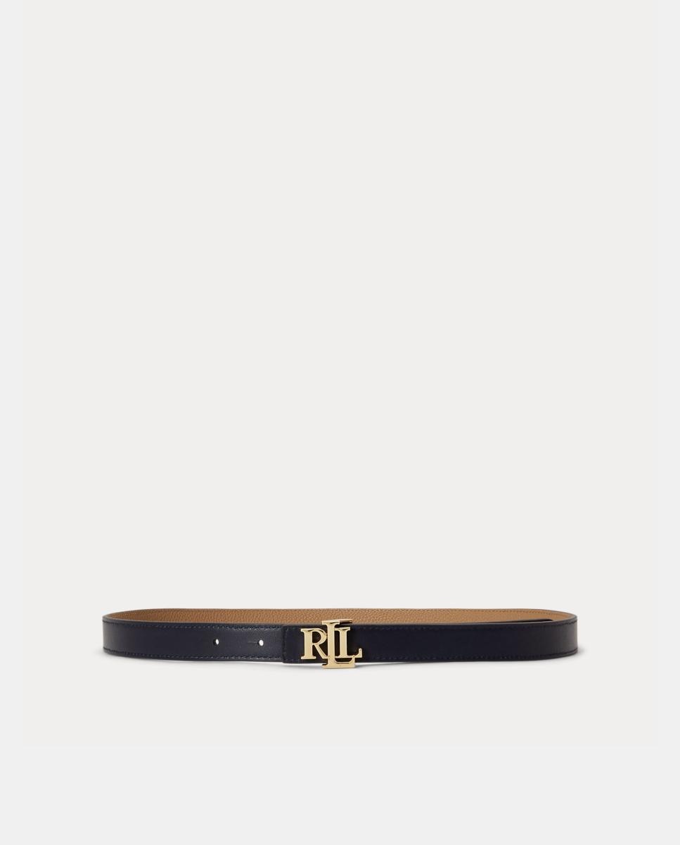 Cinturón reversible de mujer de piel con hebilla dorada - Lauren Ralph Lauren - Marrón claro Marrón claro-2